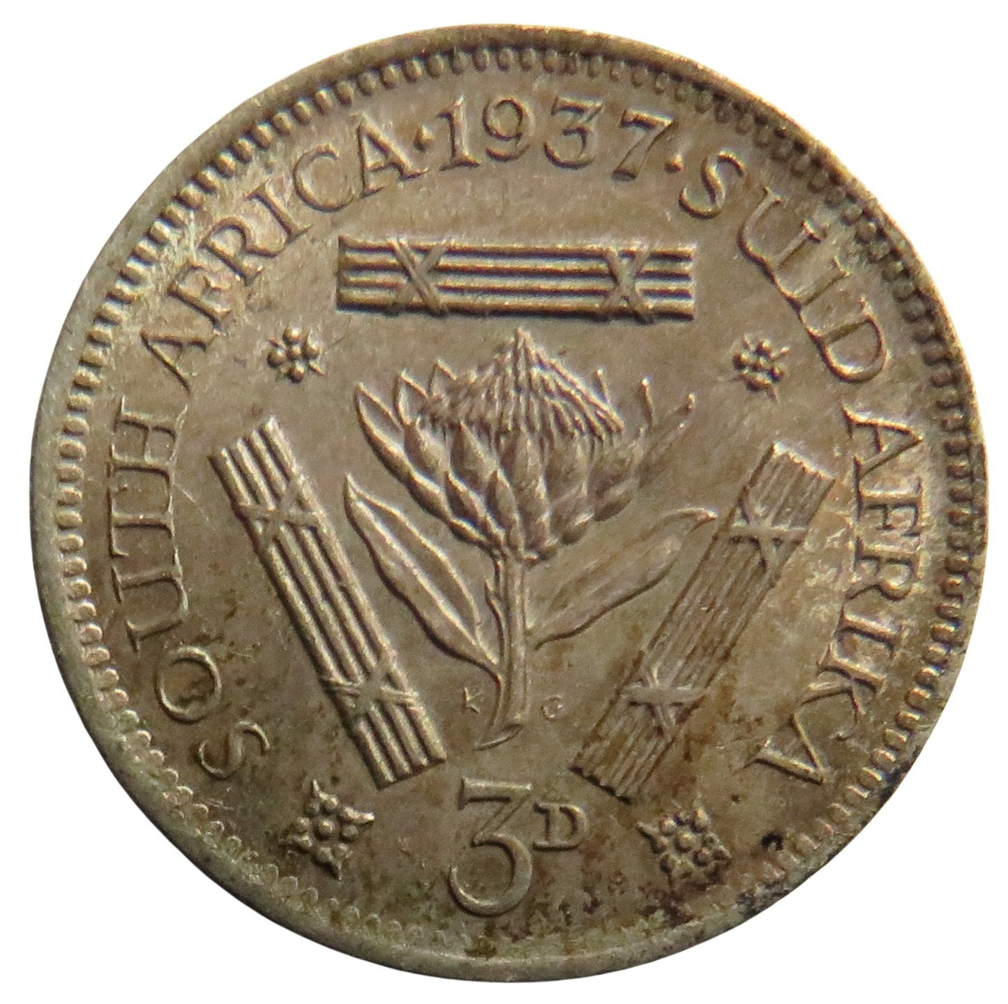 1937 King George VI South Africa Silver Threepence Coin