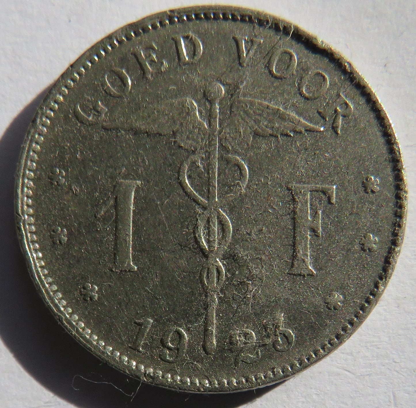 1923 Belgium One France Coin