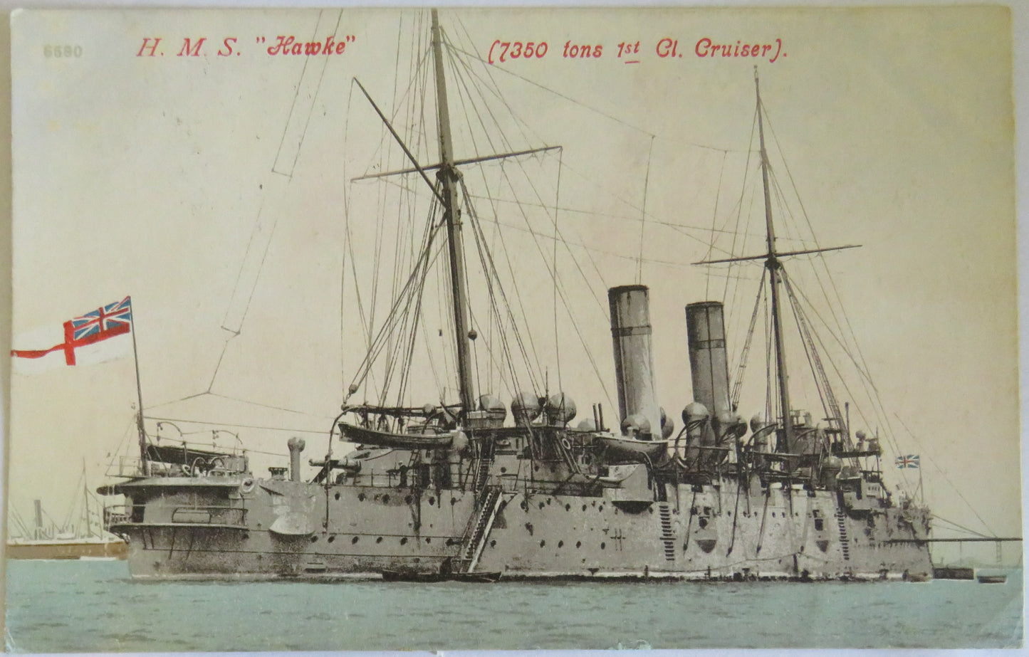 Vintage Warship Postcard of H.M.S "Hawke" 1905
