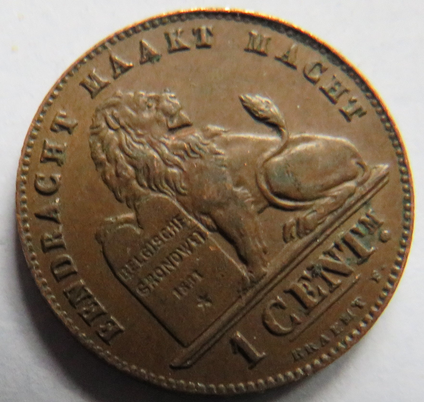1894 Belgium One Centime Coin In Good Grade
