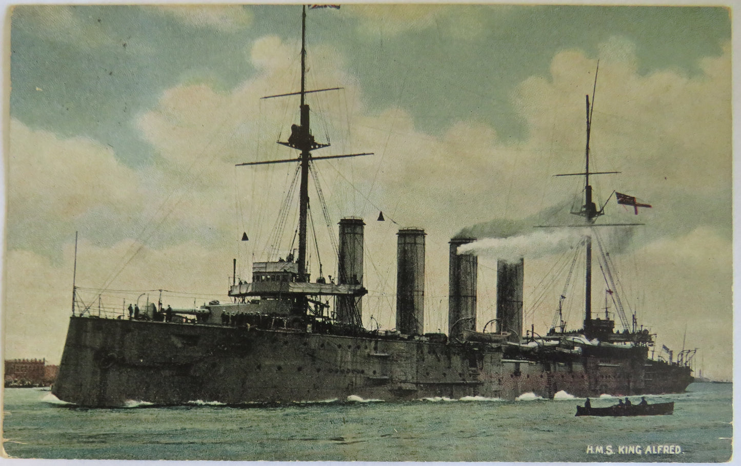 Vintage Warship Postcard of H.M.S. "King Alfred" 1905