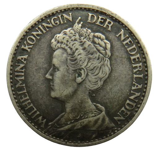 1916 Netherlands Silver One Gulden Coin