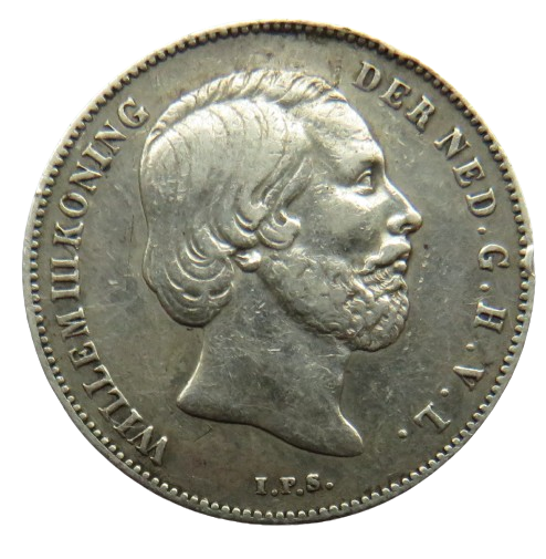 1863 Netherlands Silver 1/2 Gulden Coin
