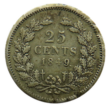 Load image into Gallery viewer, 1849 Netherlands Silver 25 Cents Coin

