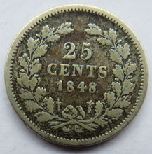 Load image into Gallery viewer, 1848 Netherlands Silver 25 Cents Coin
