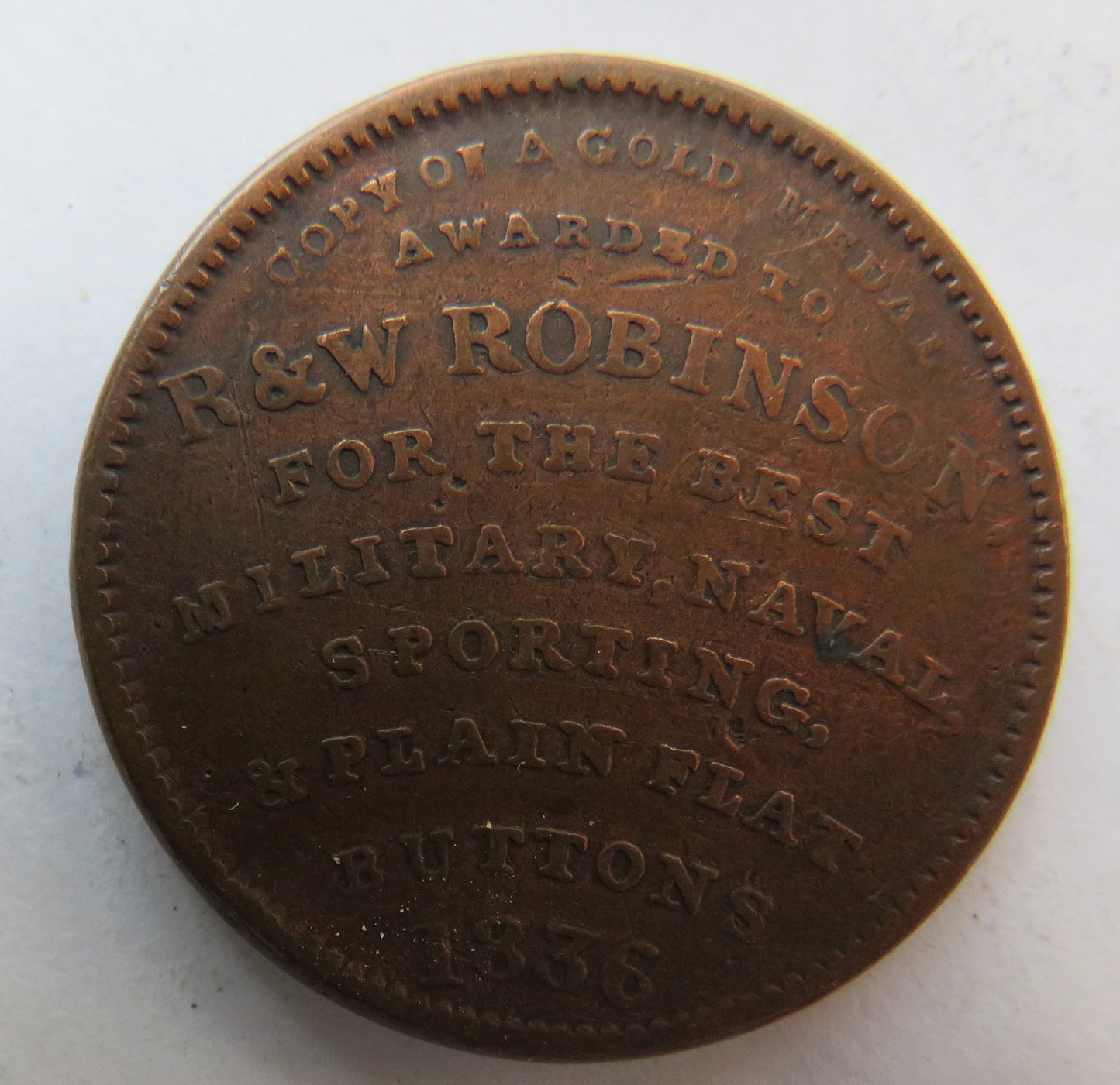 1835 American Institute New York R & W Robinson Token