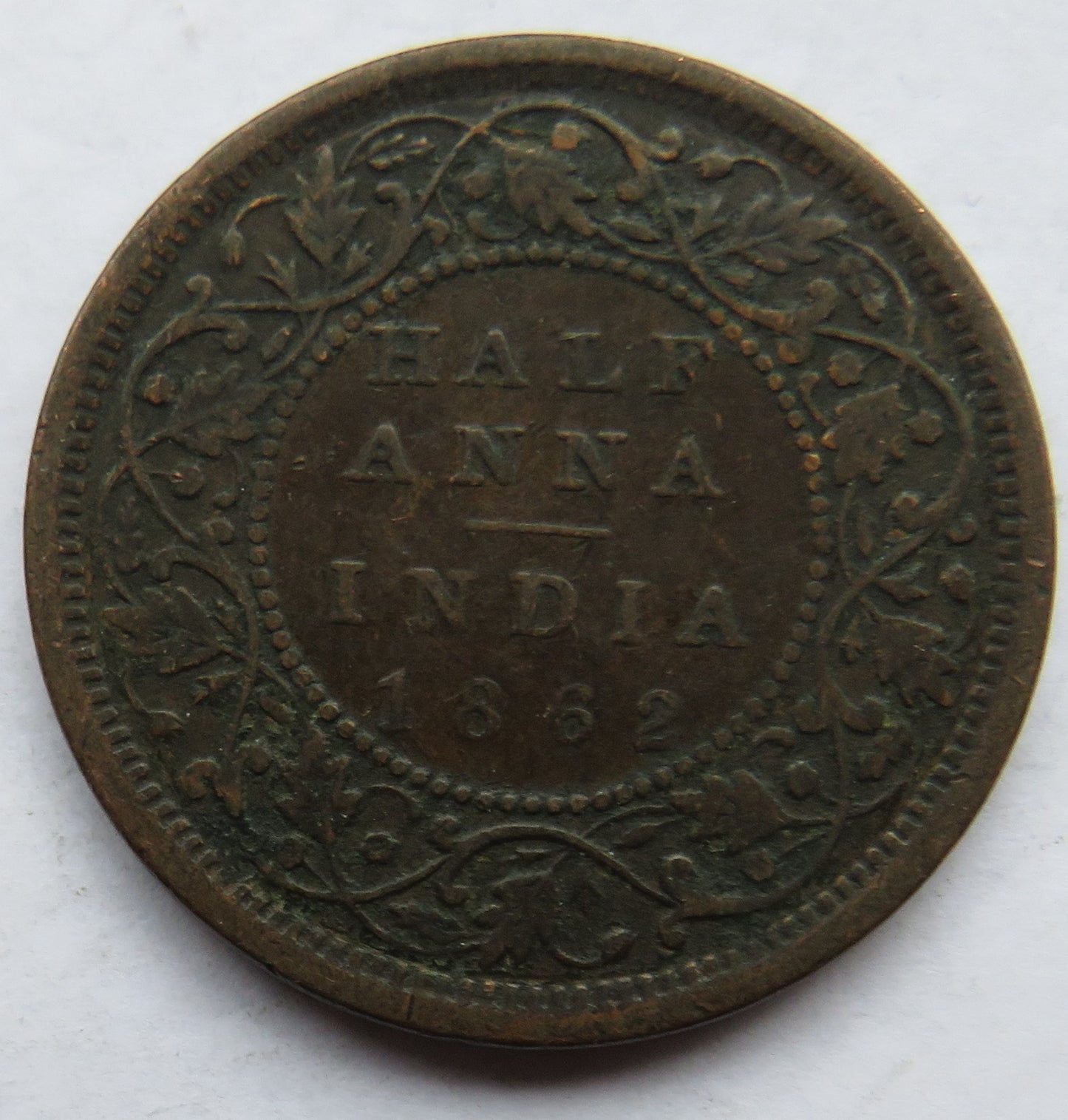1862 Queen Victoria India 1/2 Anna Coin