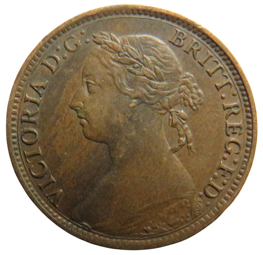 1894 Queen Victoria Bun Head Farthing Coin - Great Britain