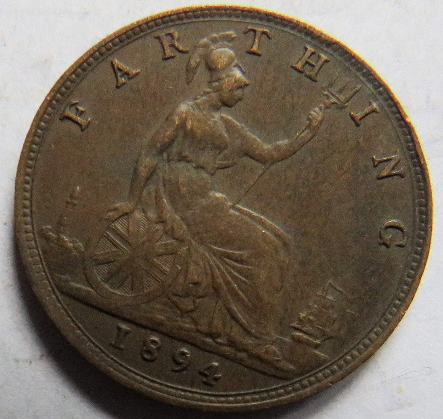 1894 Queen Victoria Bun Head Farthing Coin - Great Britain