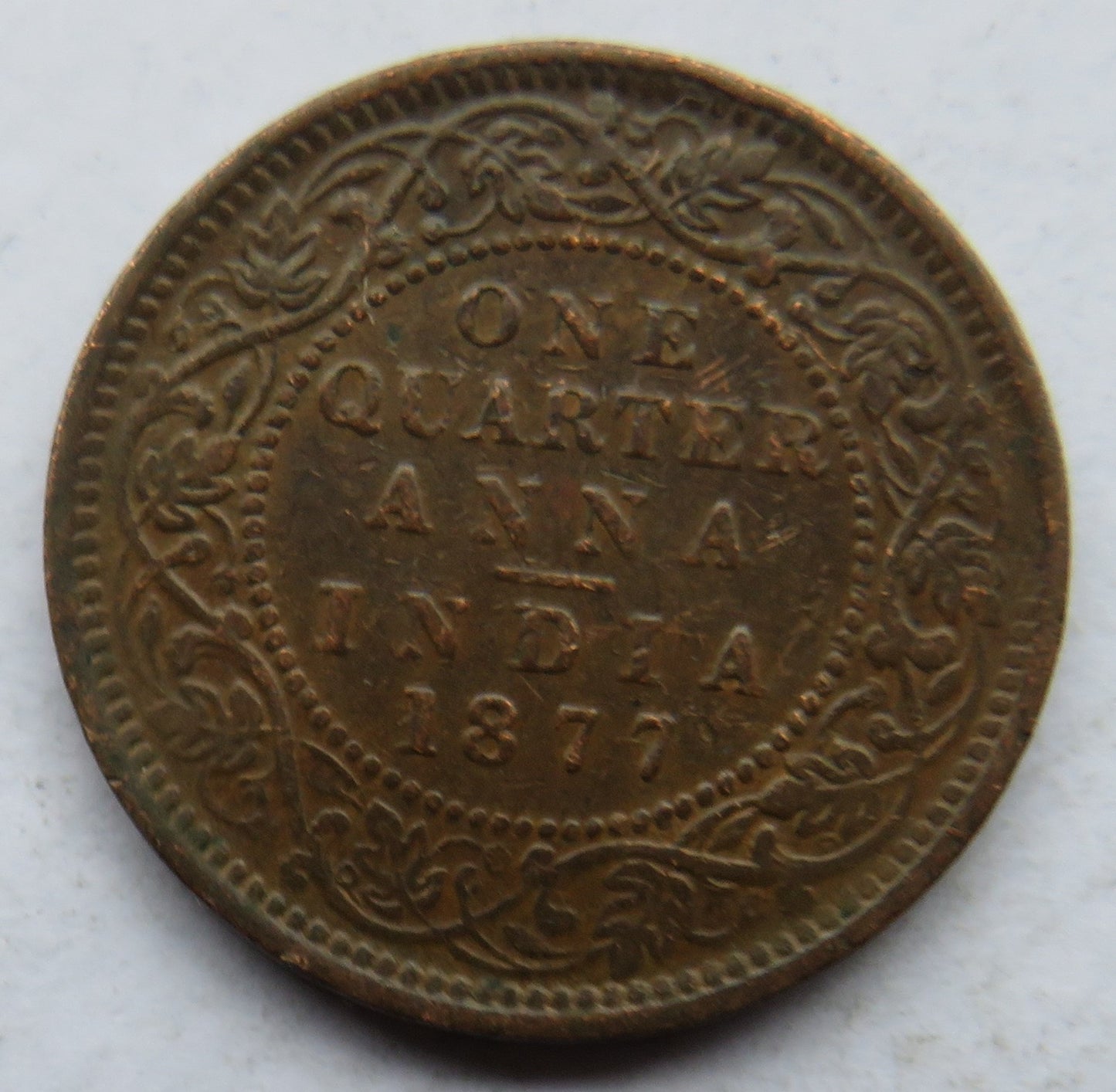 1877 Queen Victoria India 1/4 Quarter Anna Coin