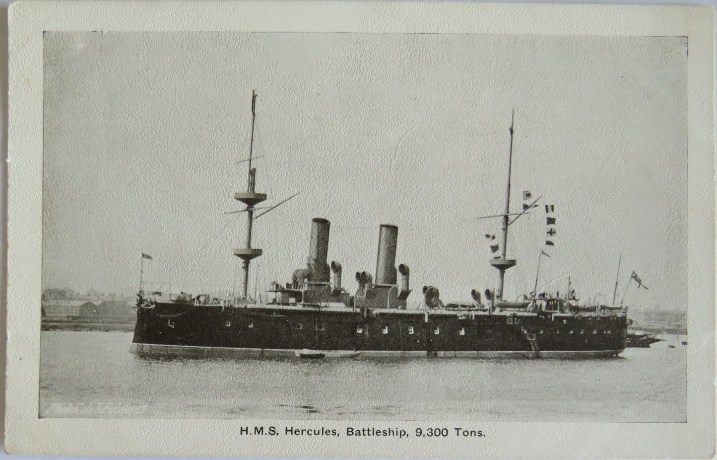 Antique Postcard of H.M.S. Hercules, Battleship 9,300 Tons
