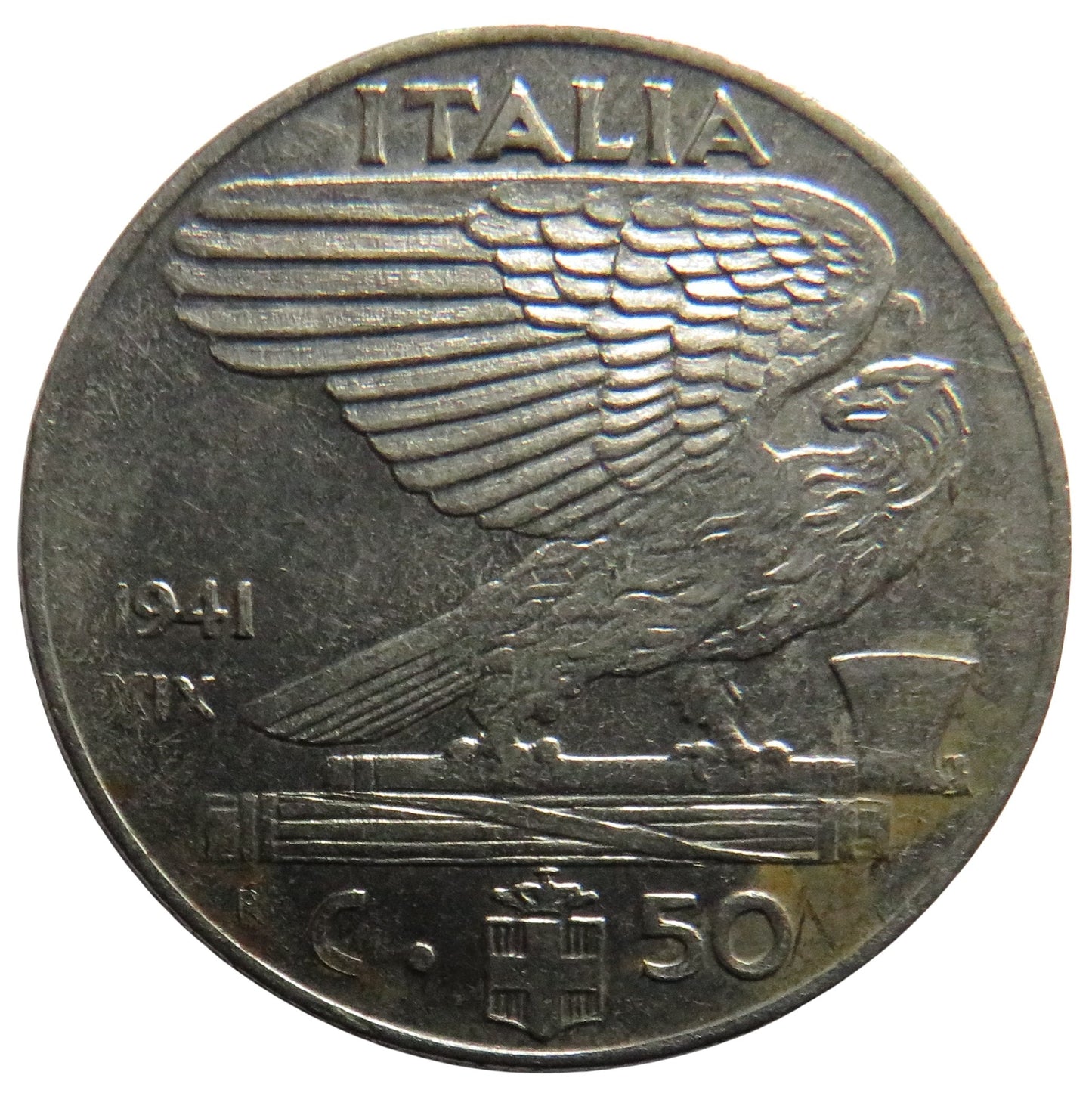 1941 Italy 50 Centesimi Coin