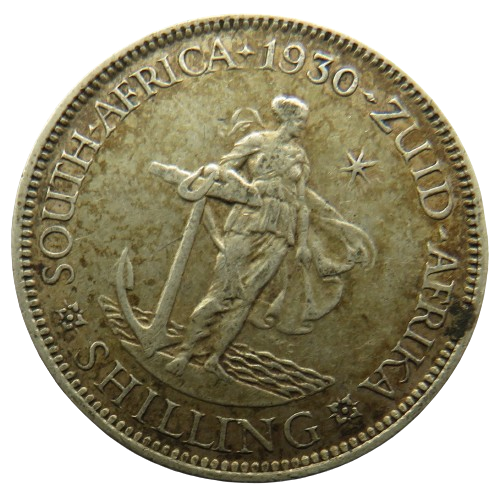 1930 King George V South Africa Silver Shilling Coin