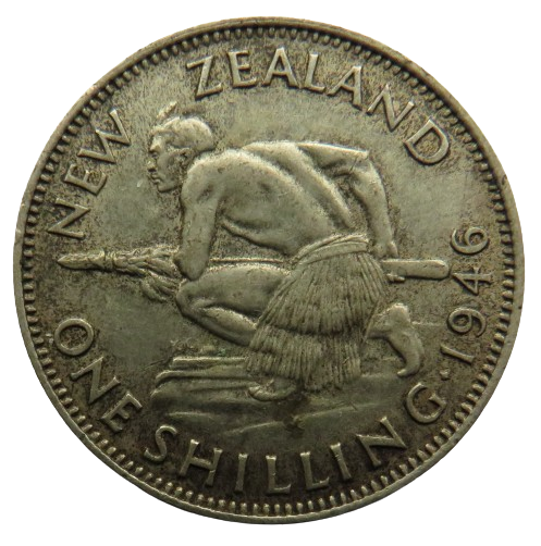 1946 King George VI New Zealand Silver One Shilling Coin
