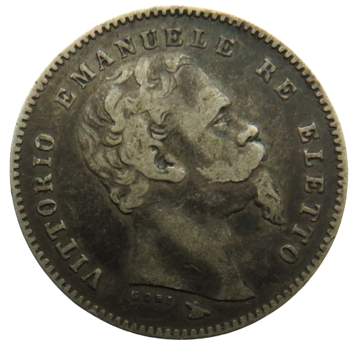 1860 Italian States Silver One Lira Coin