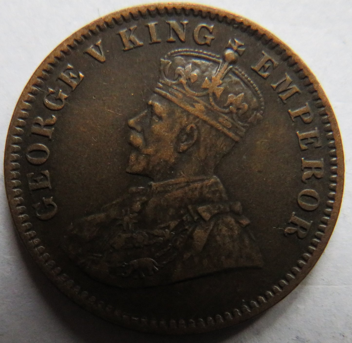1913 King George V India 1/4 Anna Coin