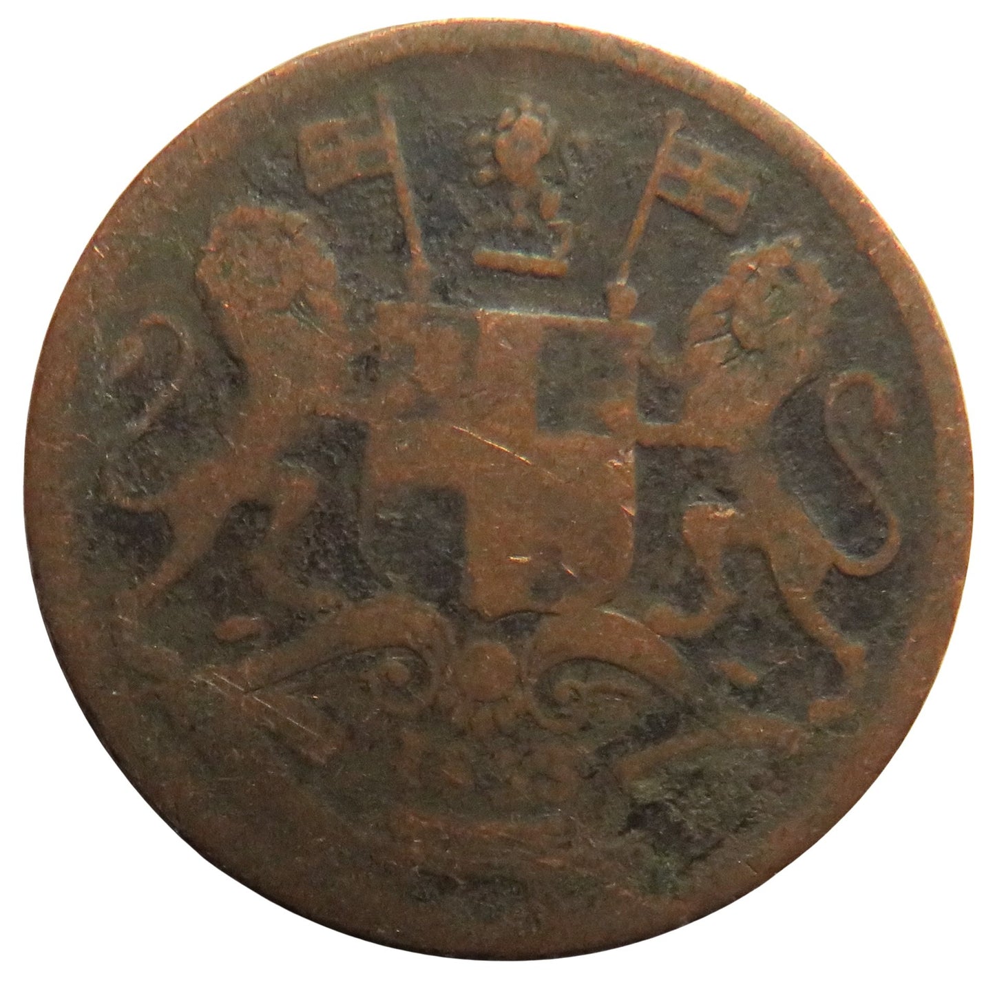 1853 East India Company 1/2 Pice Coin