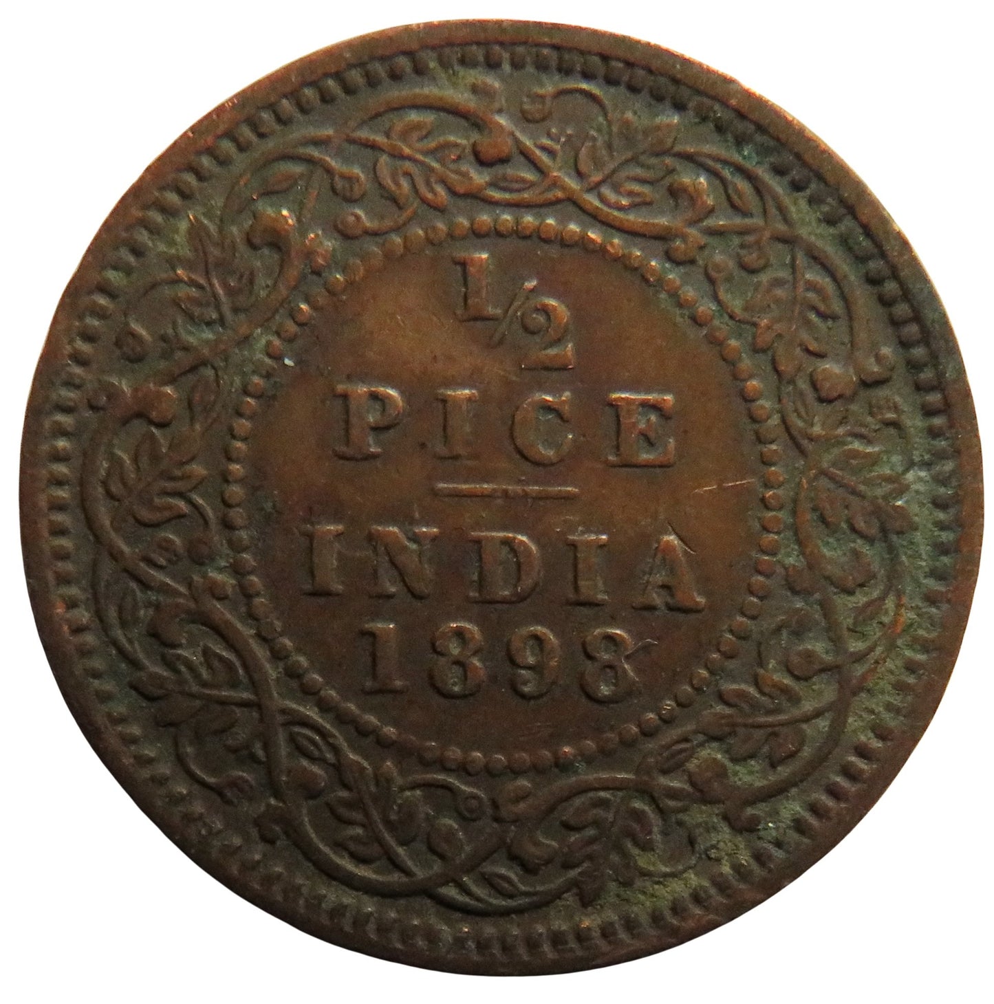 1898 Queen Victoria India 1/2 Pice Coin