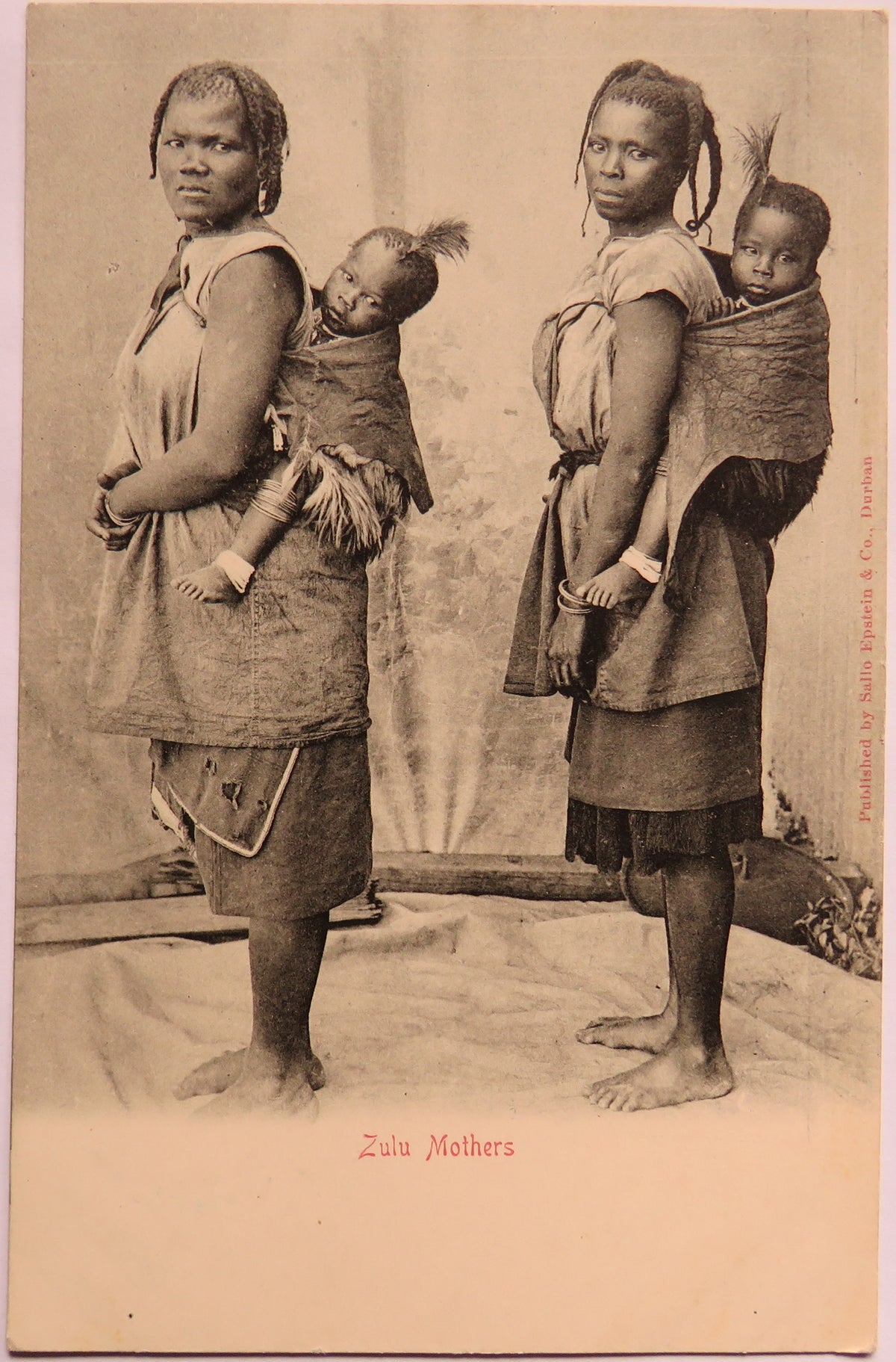 Vintage Postcard of Zulu Mothers, Sallo Epstein & Co