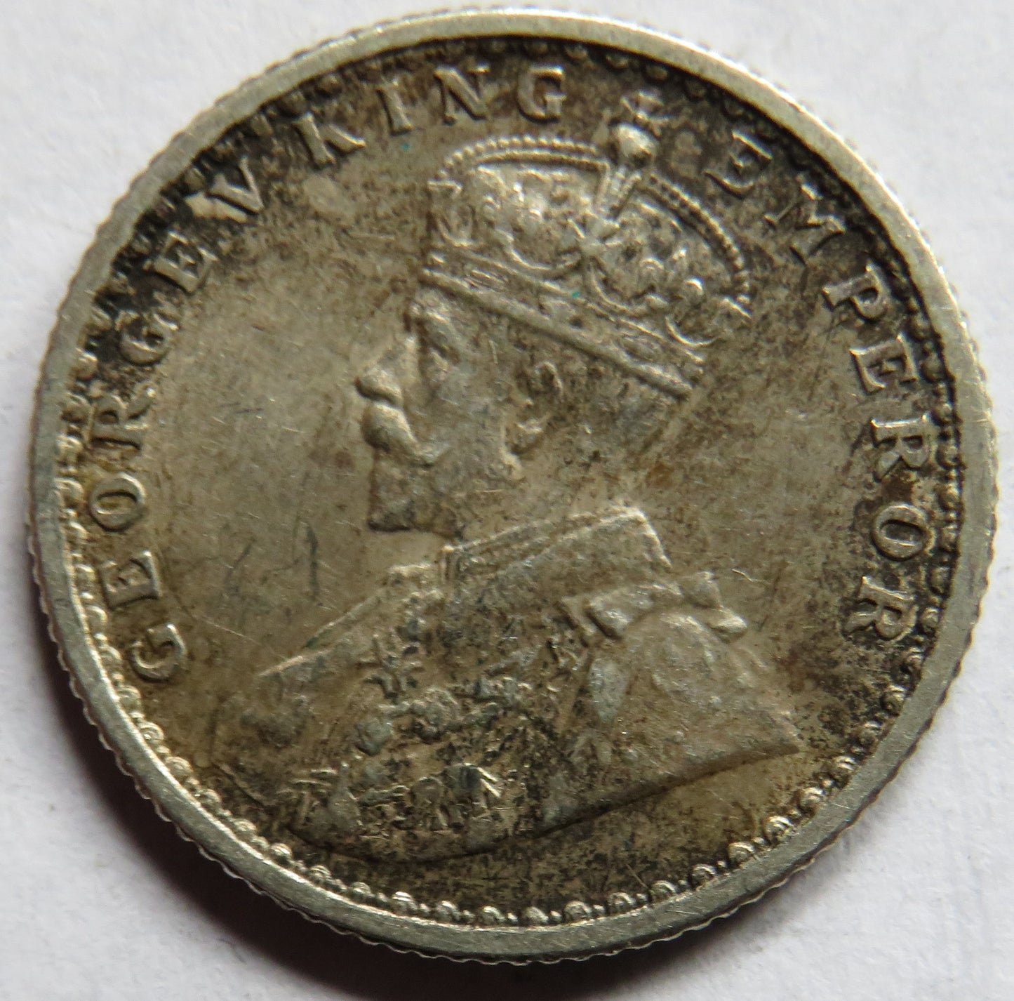 1912 King George V India Silver 1/4 Quarter Rupee Coin
