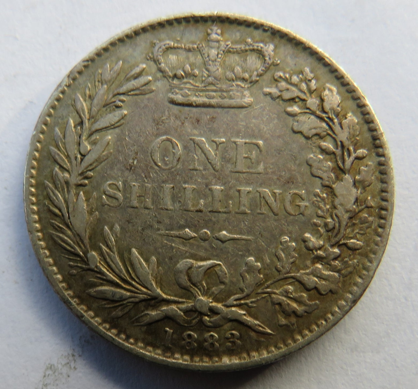 1883 Queen Victoria Young Head Silver Shilling Coin - Great Britain