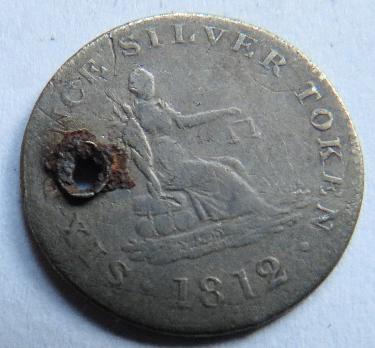 1812 Doncaster Mirfin & Parker Silver Sixpence Token (Holed)