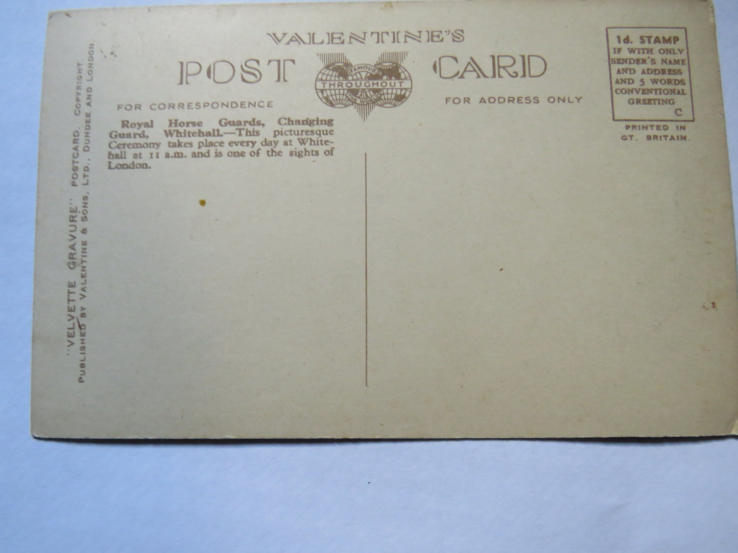 Vintage Postcard of Royal Horse Guards, Changing Guard, Whitehall, London