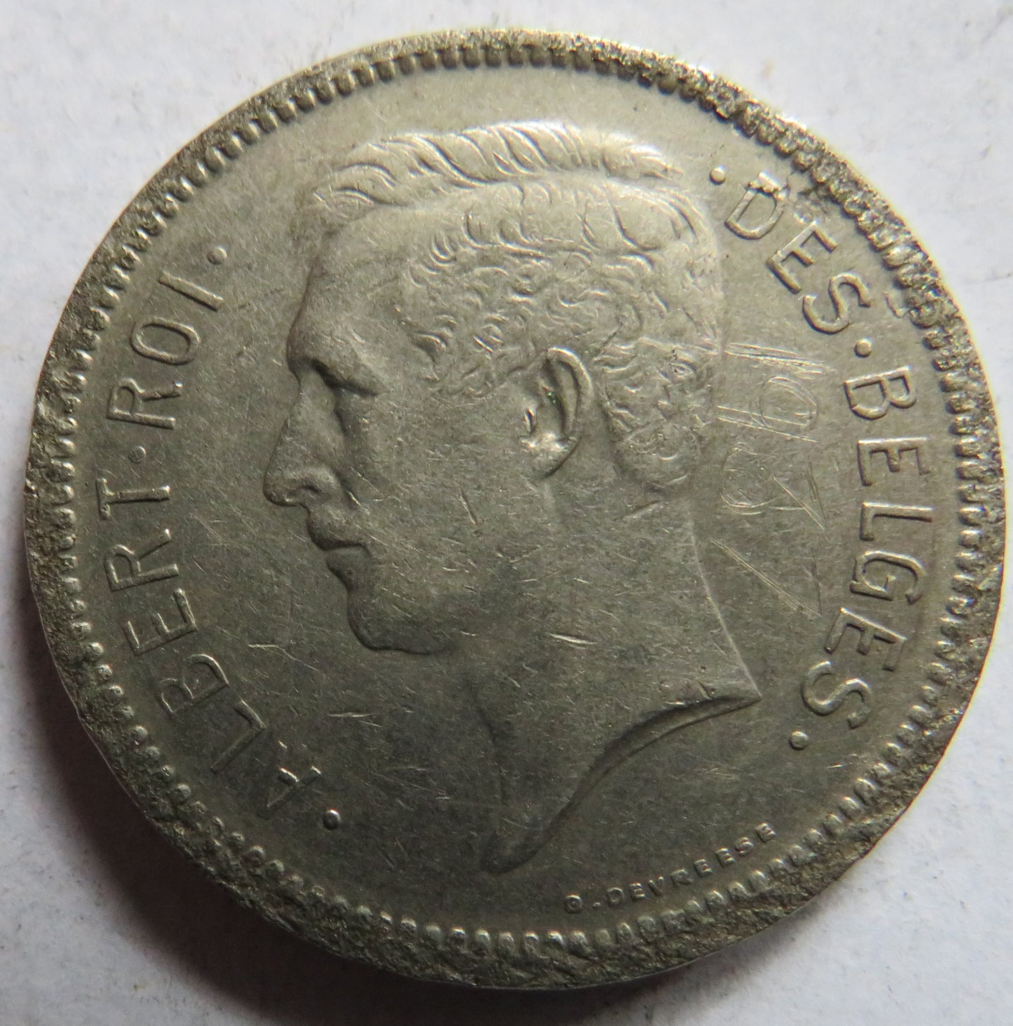 1930 Belgium 5 Francs Coin