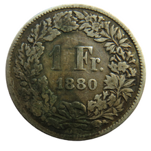 Load image into Gallery viewer, 1880 Switzerland Silver One Franc Coin
