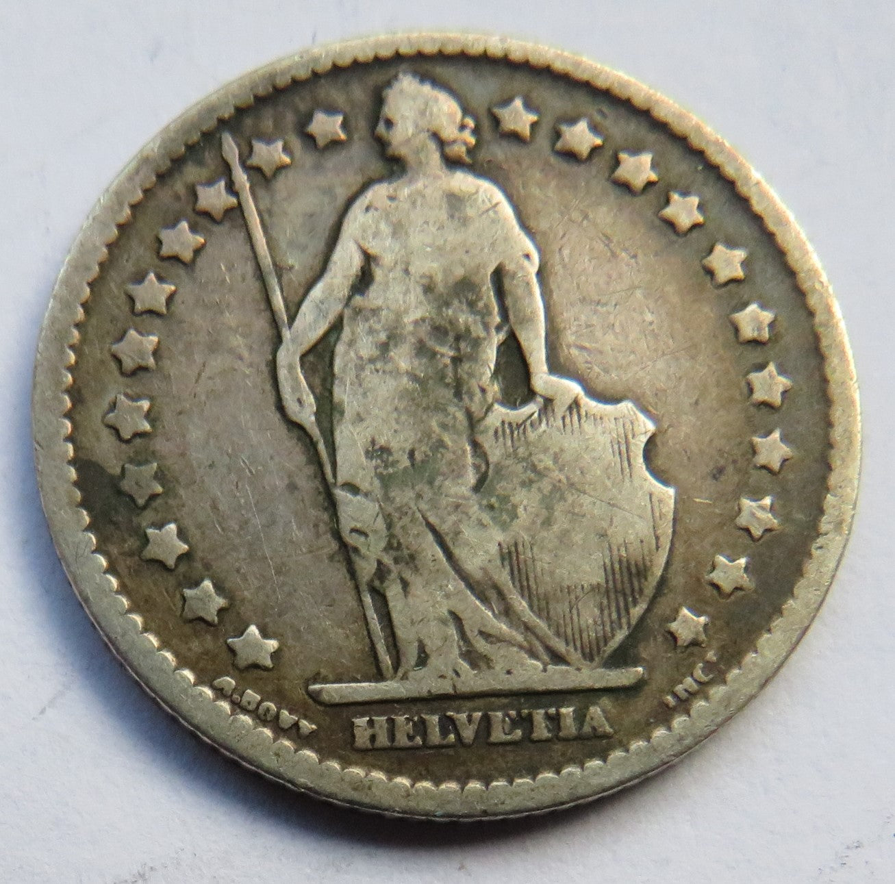 1880 Switzerland Silver One Franc Coin
