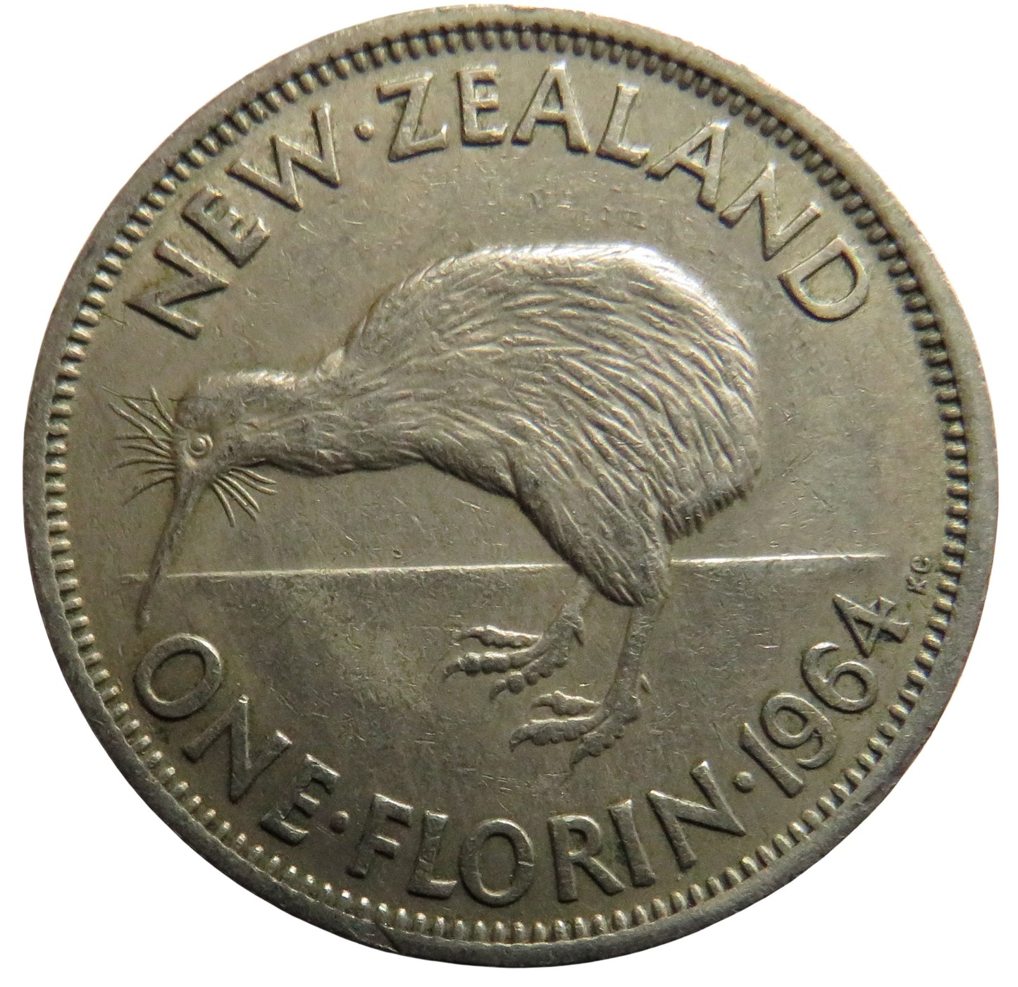 1964 Queen Elizabeth II New Zealand One Florin Coin