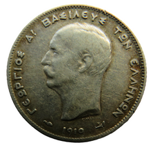 Load image into Gallery viewer, 1910 Greece Silver One Drachma Coin
