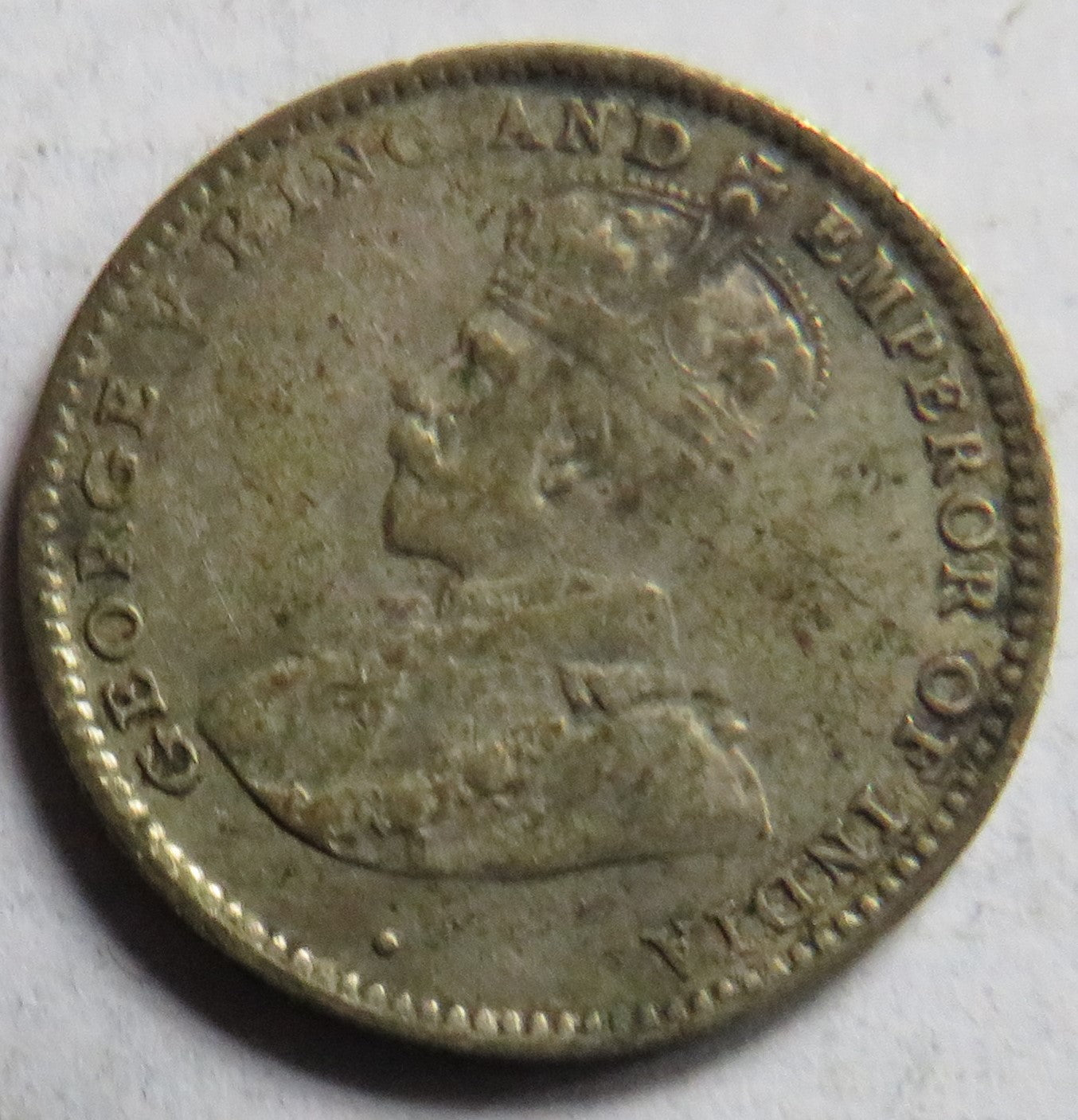 1925 King George V Ceylon Silver 10 Cents Coin