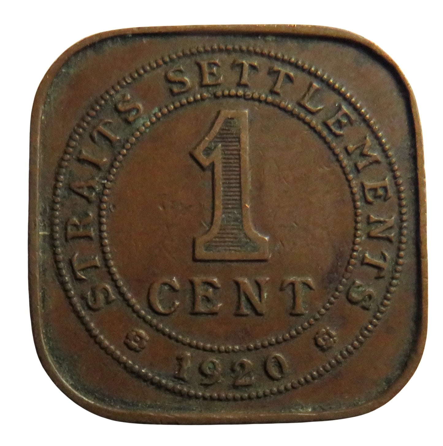 1920 King George V Straits Settlements One Cent Coin