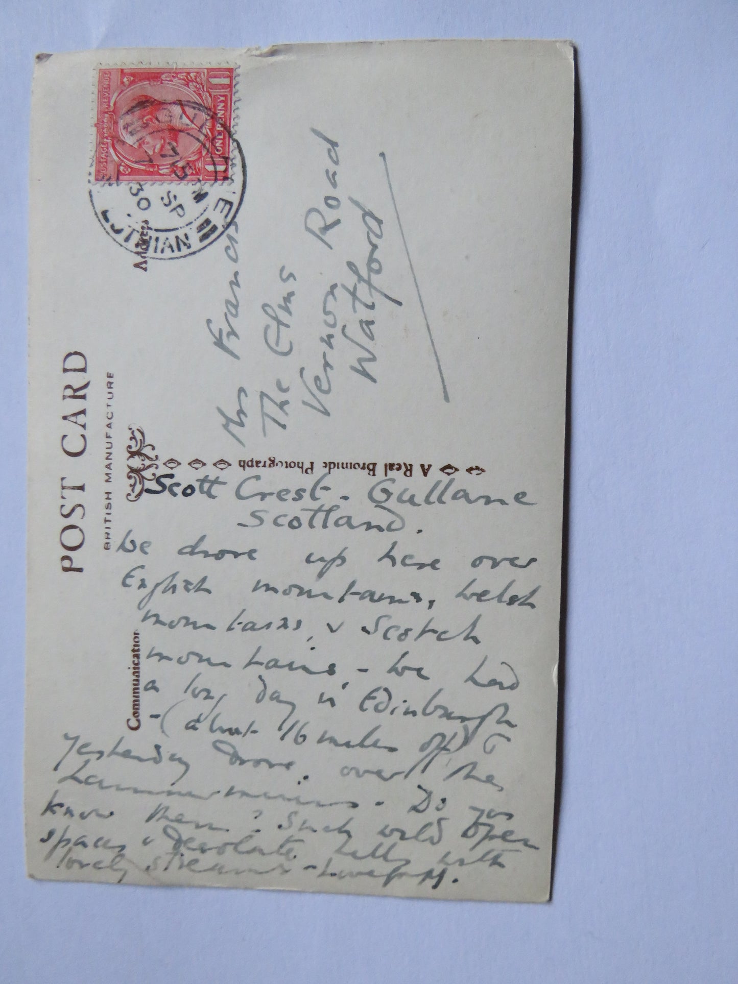 Vintage Postcard of Edinburgh Castle From The Grassmarket 1930