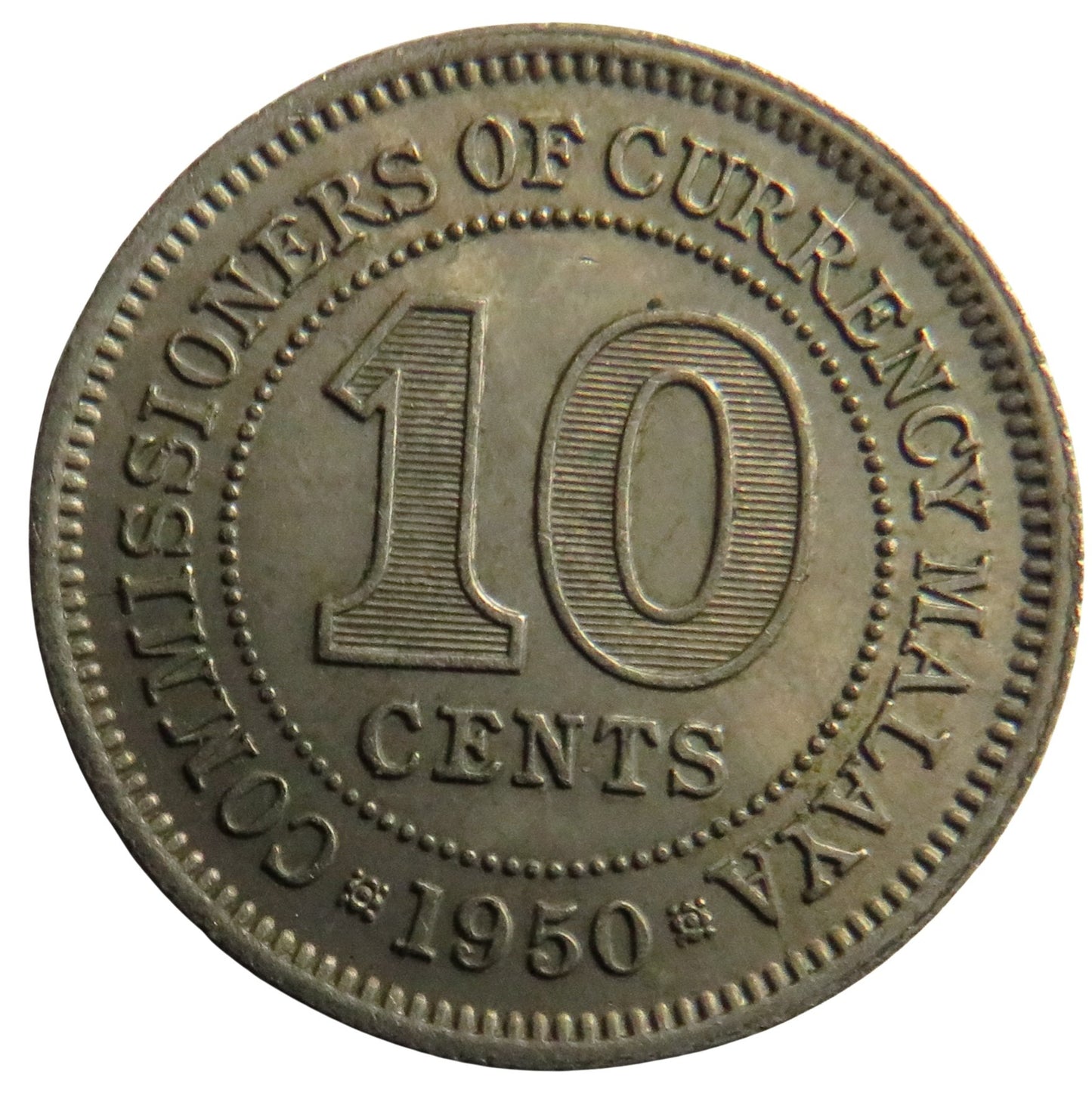 1950 King George VI Commissioners of Currency Malaya 10 Cents Coin
