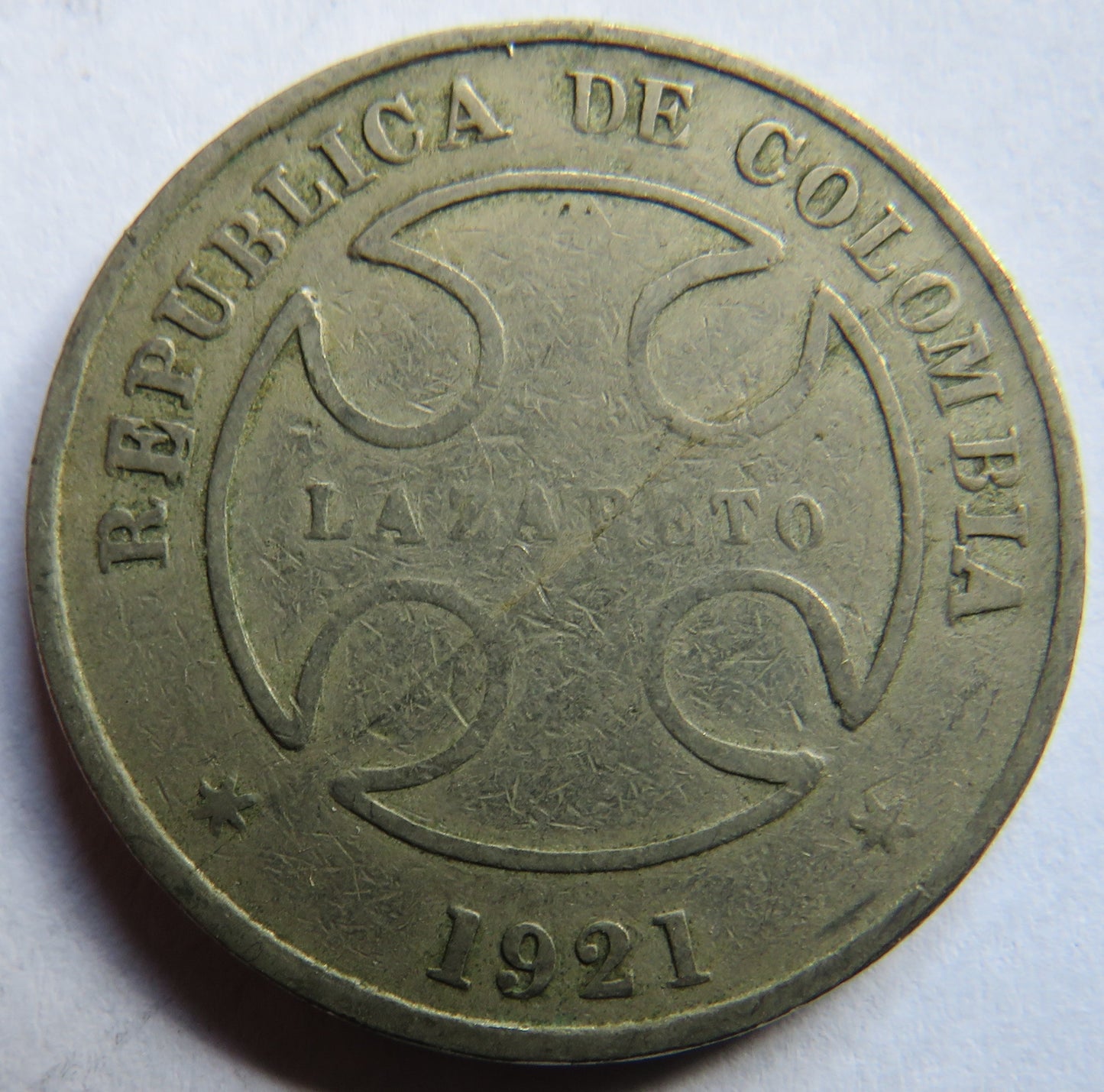 1921 Colombia 50 Centavos Coin
