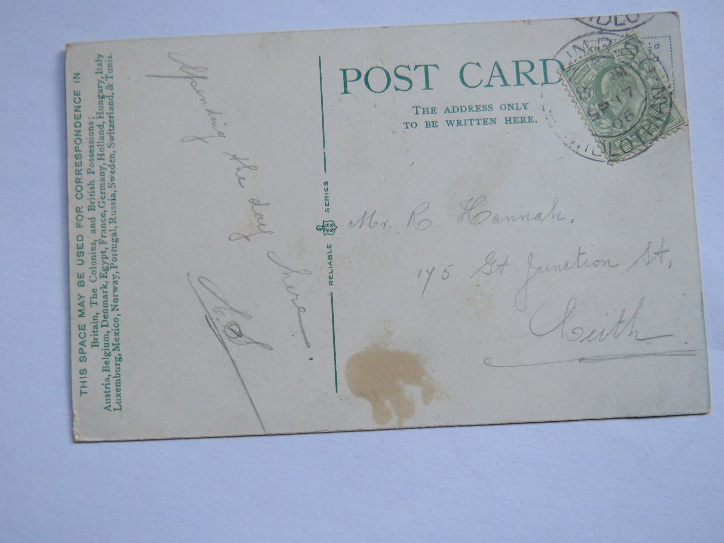 Vintage Postcard of Approach To Roslin Castle 1906