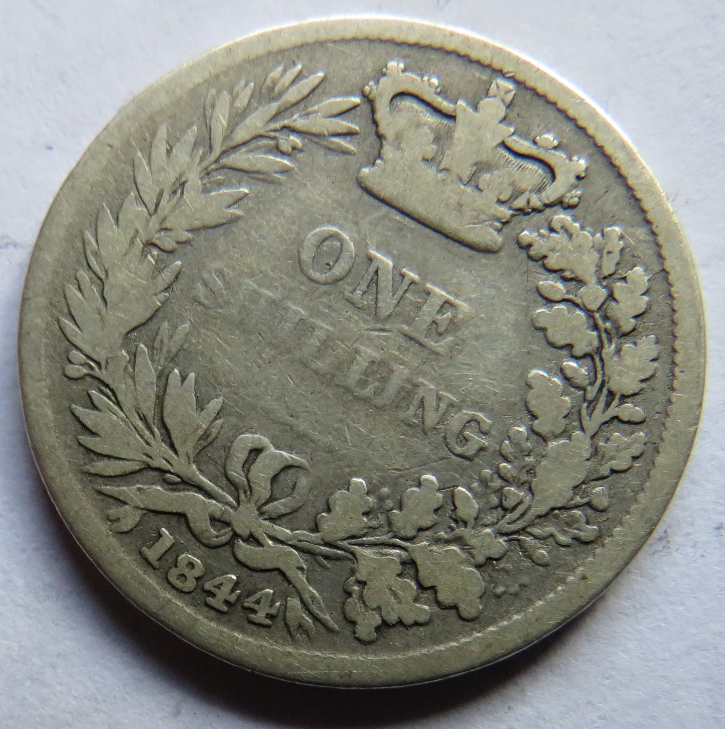 1844 Queen Victoria Young Head Silver Shilling Coin - Great Britain