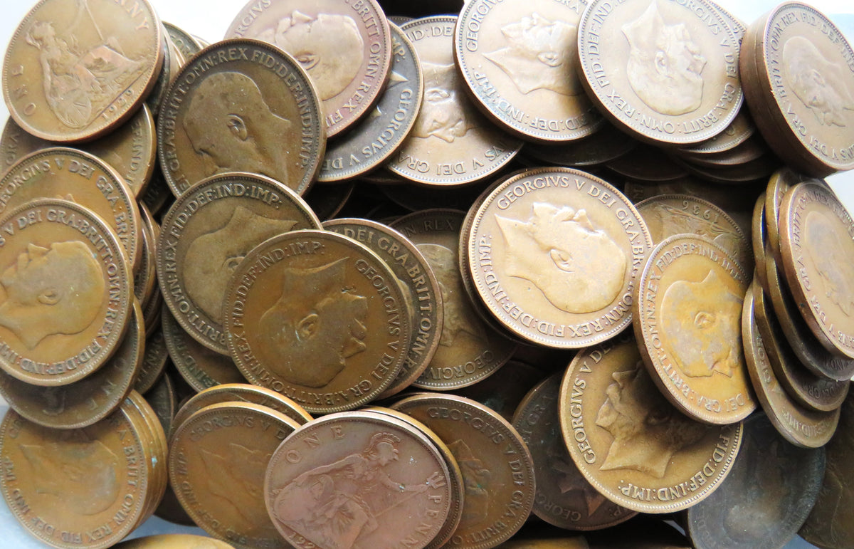Bulk Lot of King George V (1911-1936) One Penny Coins - Choose Your Amount