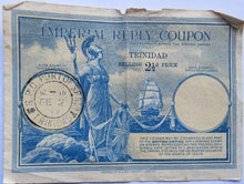 Load image into Gallery viewer, 1937 Imperial Reply Coupon Trinidad 2 1/2d
