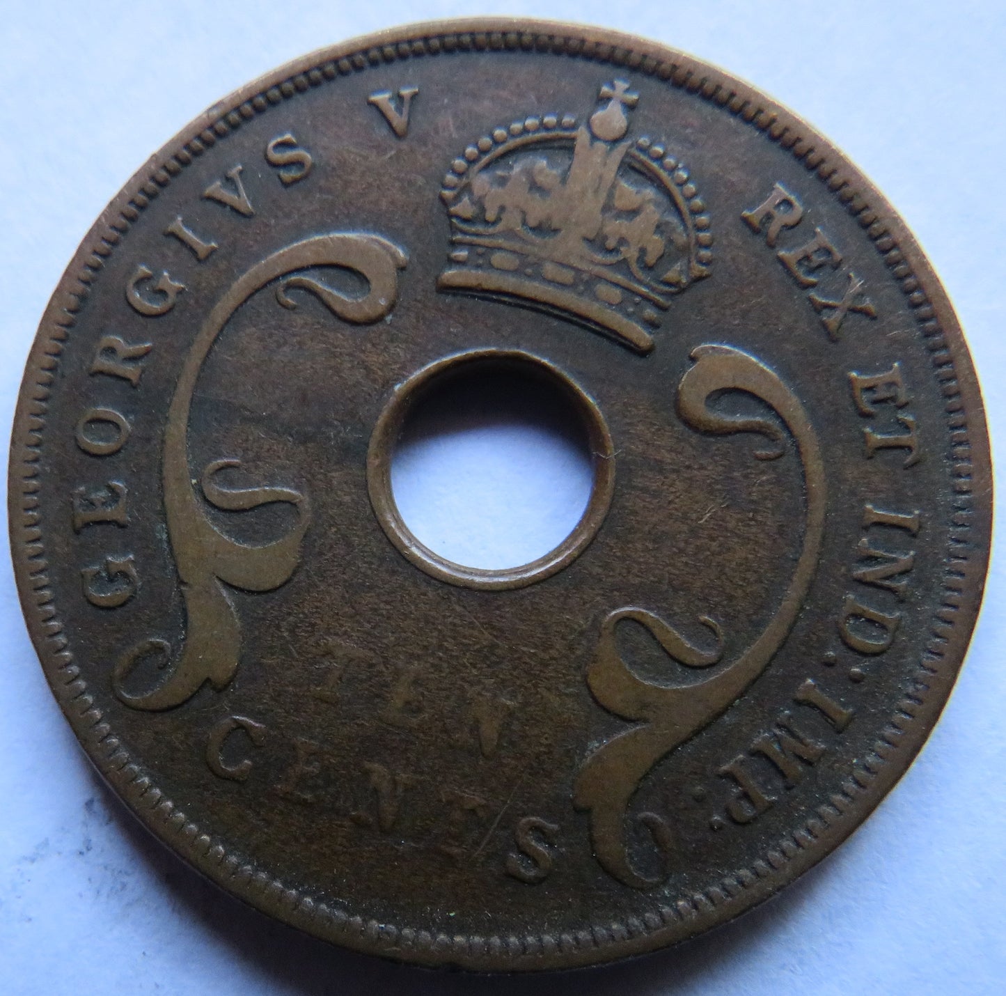 1925 East Africa 10 Cents Coin