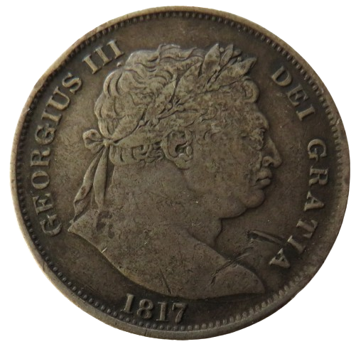 1817 King George III Silver Halfcrown Coin