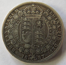 Load image into Gallery viewer, 1887 Queen Victoria Jubilee Head Silver Halfcrown Coin
