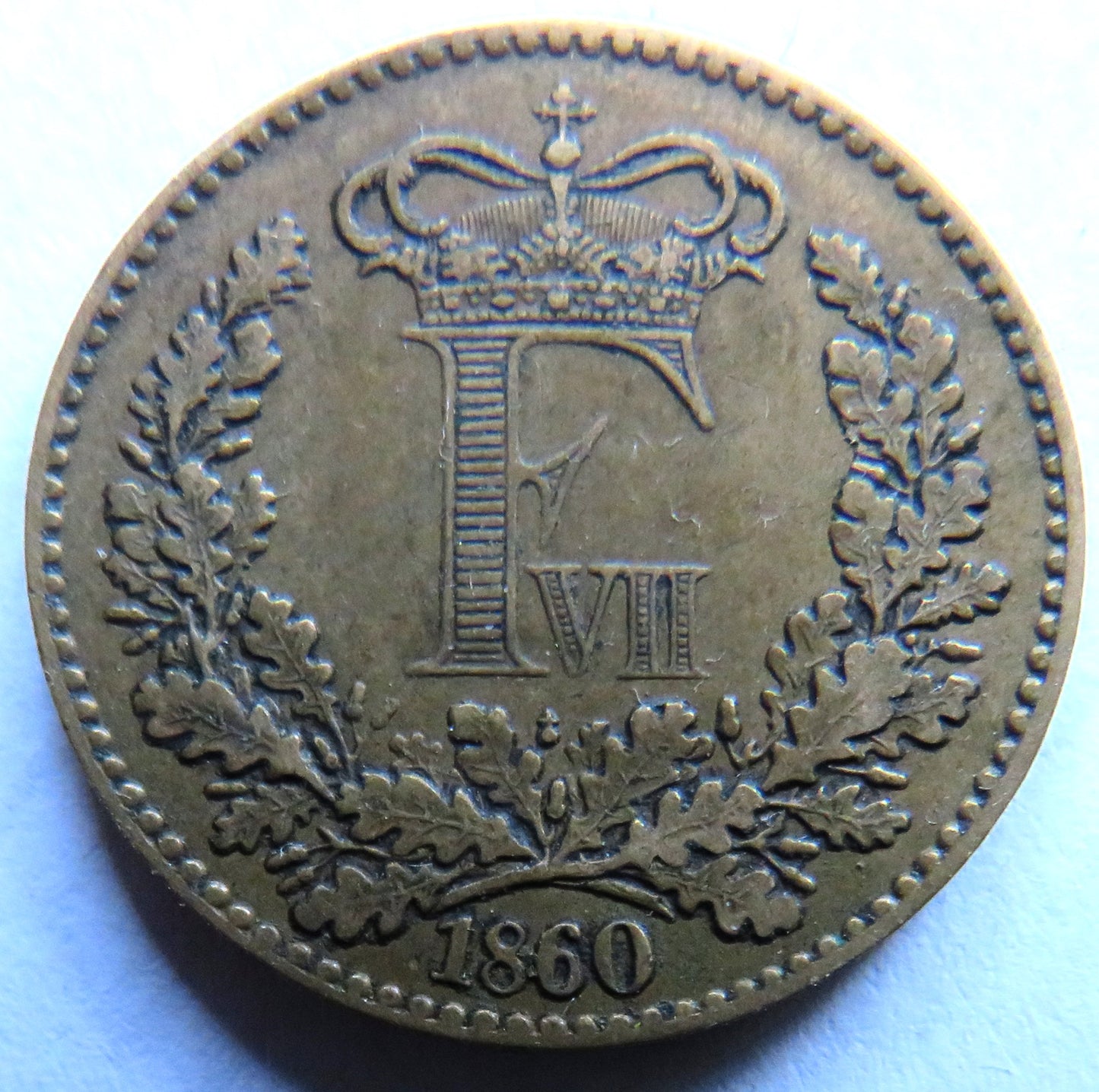 1860 Denmark 1 Skilling Rigsmont Coin