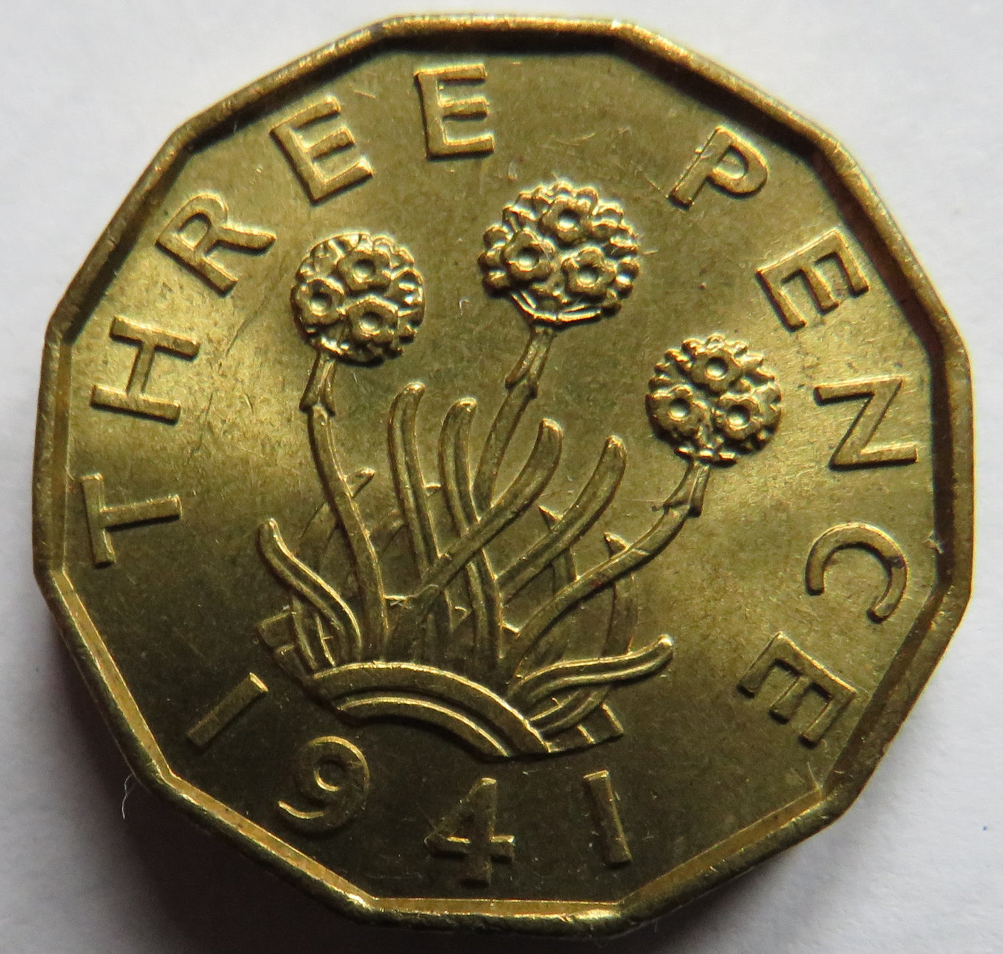 1941 King George VI Brass Threepence Coin In Higher Grade