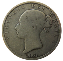 Load image into Gallery viewer, 1880 Queen Victoria Young Head Silver Halfcrown Coin

