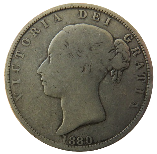 1880 Queen Victoria Young Head Silver Halfcrown Coin