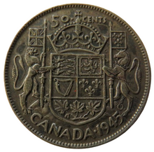 Load image into Gallery viewer, 1945 King George VI Canada Silver 50 Cents Coin
