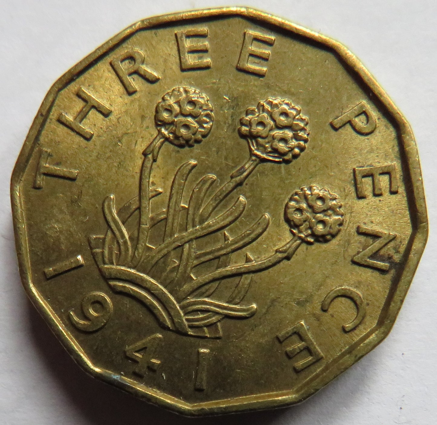 1941 King George VI Brass Threepence Coin In Higher Grade